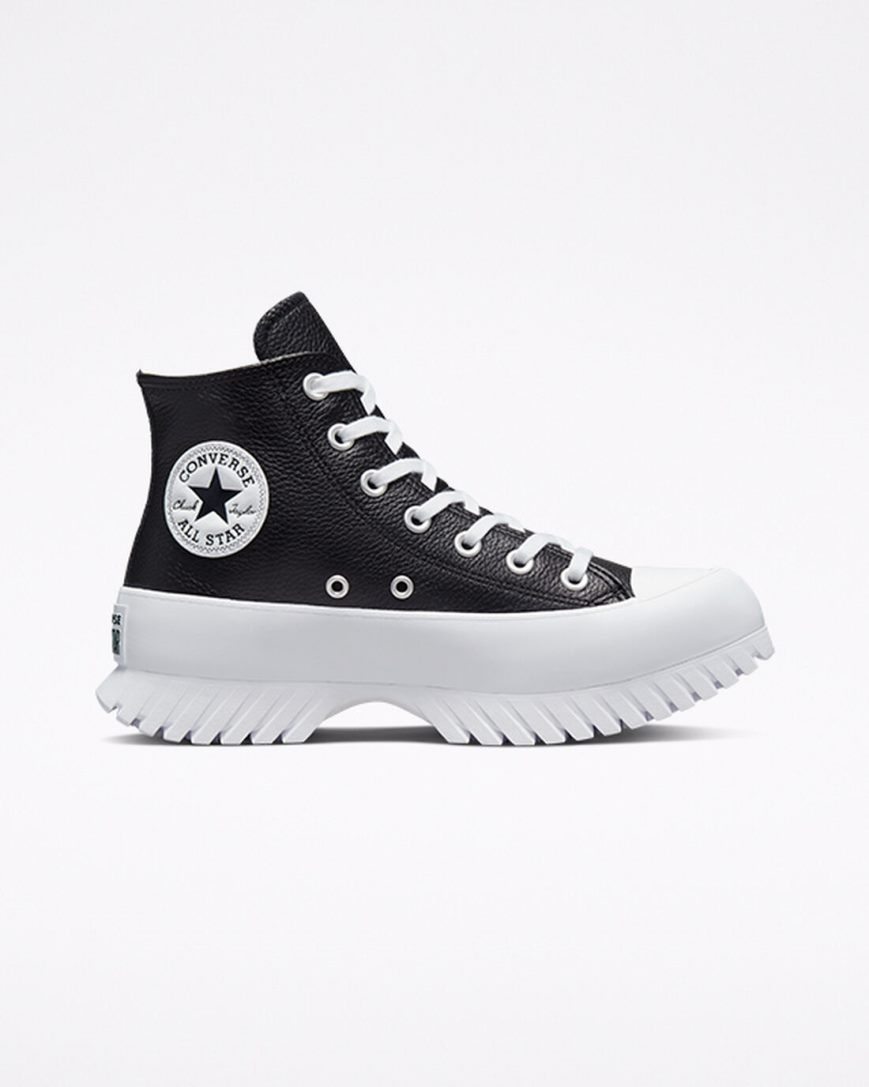 Tenis Converse Chuck Taylor All Star Lugged 2.0 Couro Cano Alto Feminino Pretas Branco | PT Z0T018P